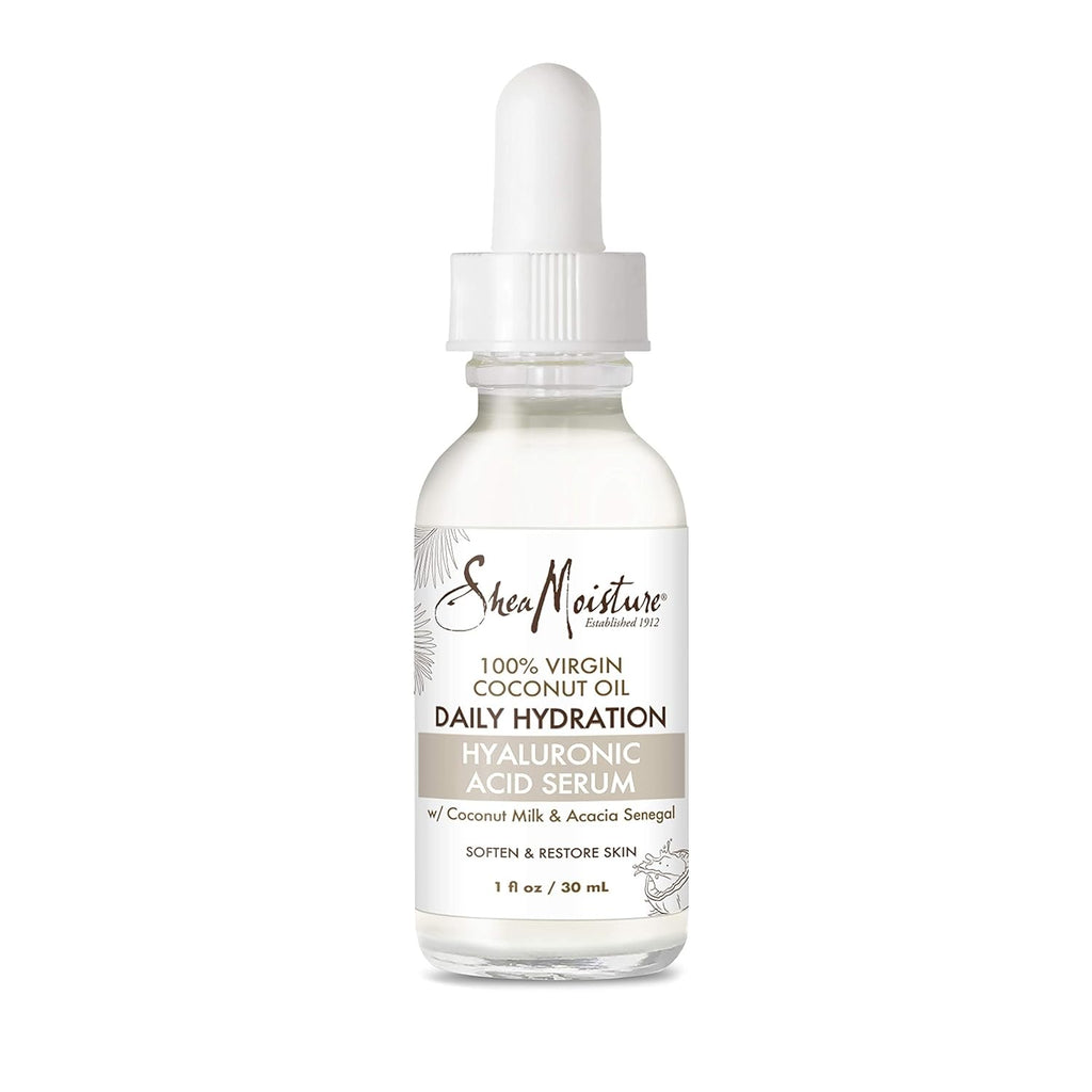 SheaMoisture Hyaluronic Acid Face Serum – 100% Virgin Coconut Oil for Dry Skin | Paraben-Free | Plumping, Brightening & Hydrating | 1 fl oz