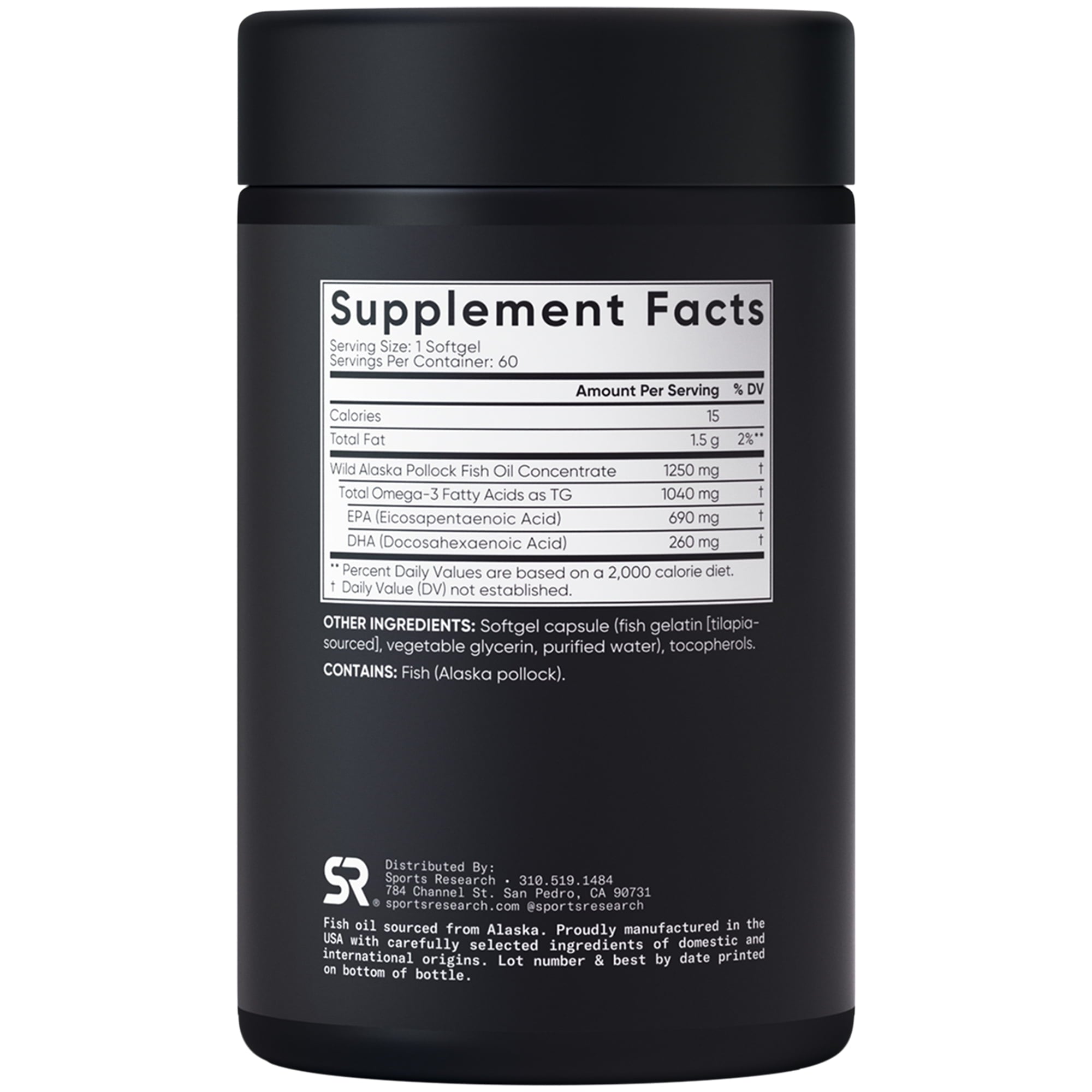 Sports Research Omega-3 Fish Oil – Triple Strength 1250mg | 60 Softgels