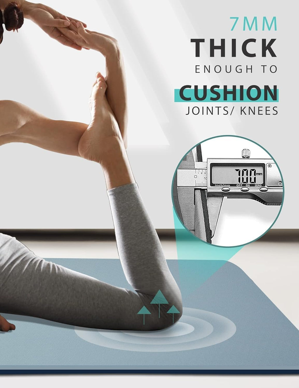 Non-Slip Yoga Mat Double-Sided, 72"×32"×7mm – Extra Thick TPE Mat for Women & Men | Yoga, Pilates & Home Workout | Carry Strap Included