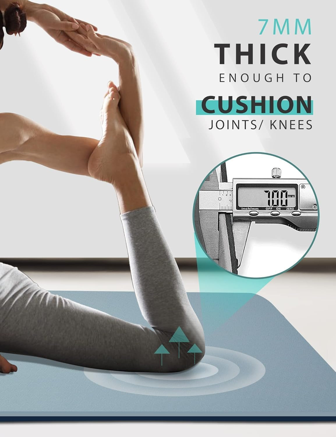 Non-Slip Yoga Mat Double-Sided, 72"×32"×7mm – Extra Thick TPE Mat for Women & Men | Yoga, Pilates & Home Workout | Carry Strap Included