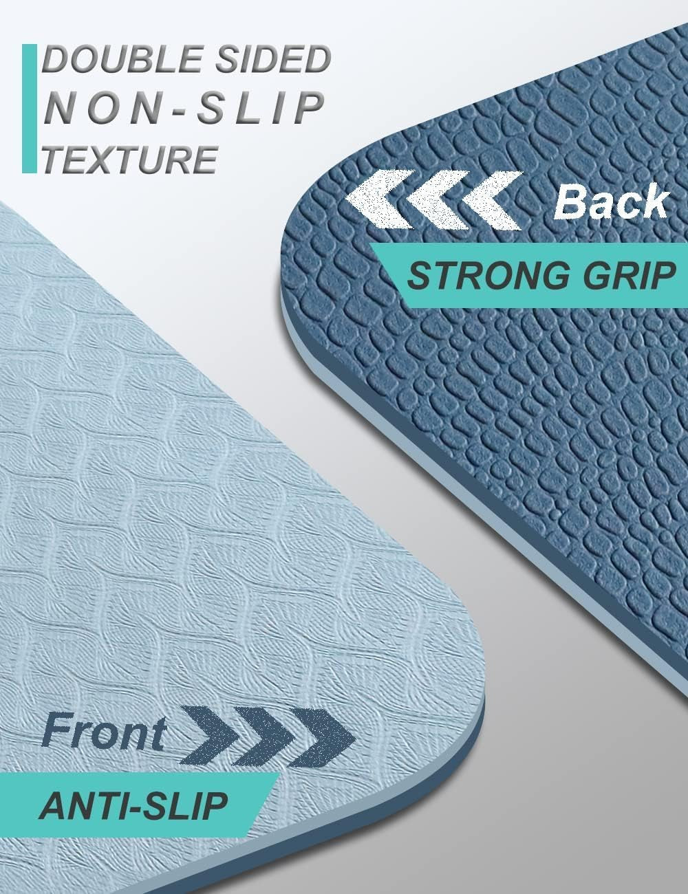 Non-Slip Yoga Mat Double-Sided, 72"×32"×7mm – Extra Thick TPE Mat for Women & Men | Yoga, Pilates & Home Workout | Carry Strap Included