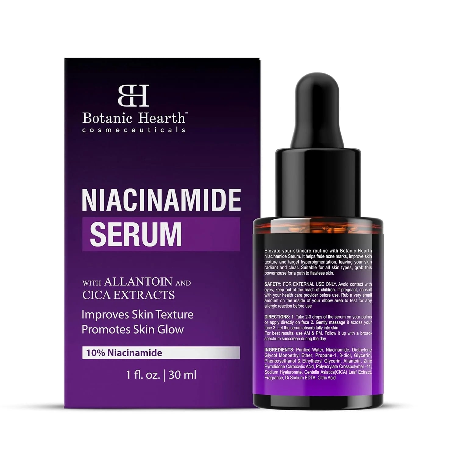 Niacinamide 10% Face Serum – Zinc PCA, Cica & Hyaluronic Acid | Minimizes Pores, Fades Dark Spots & Evens Skin Tone | All Skin Types | 1 fl oz