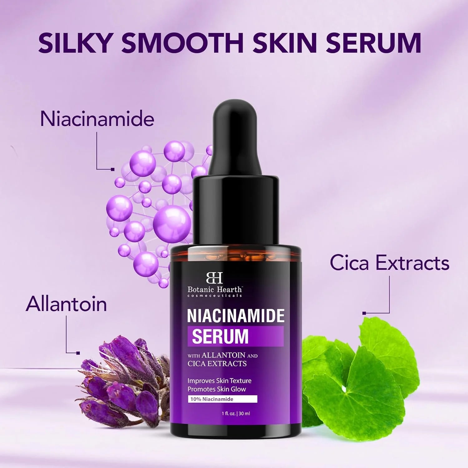 Niacinamide 10% Face Serum – Zinc PCA, Cica & Hyaluronic Acid | Minimizes Pores, Fades Dark Spots & Evens Skin Tone | All Skin Types | 1 fl oz