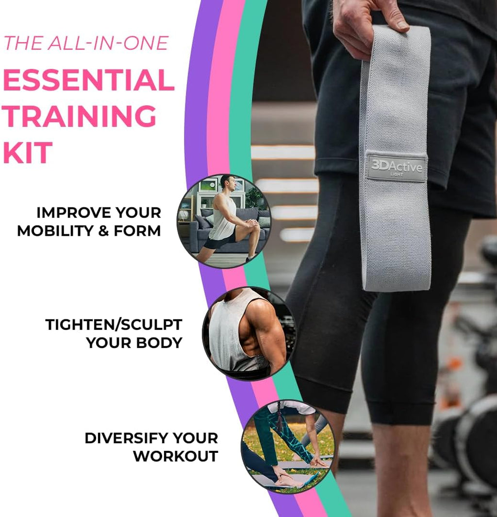 Fabric Resistance Bands for Legs & Butt – Non-Slip Hip Bands for Home & Gym | 3 Resistance Levels | Workout Guide & Carry Bag Included | Amazon's Choice