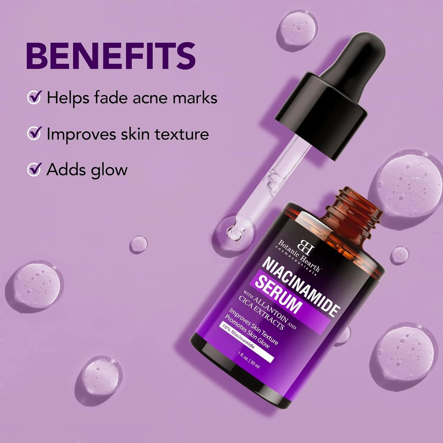 Niacinamide 10% Face Serum – Zinc PCA, Cica & Hyaluronic Acid | Minimizes Pores, Fades Dark Spots & Evens Skin Tone | All Skin Types | 1 fl oz