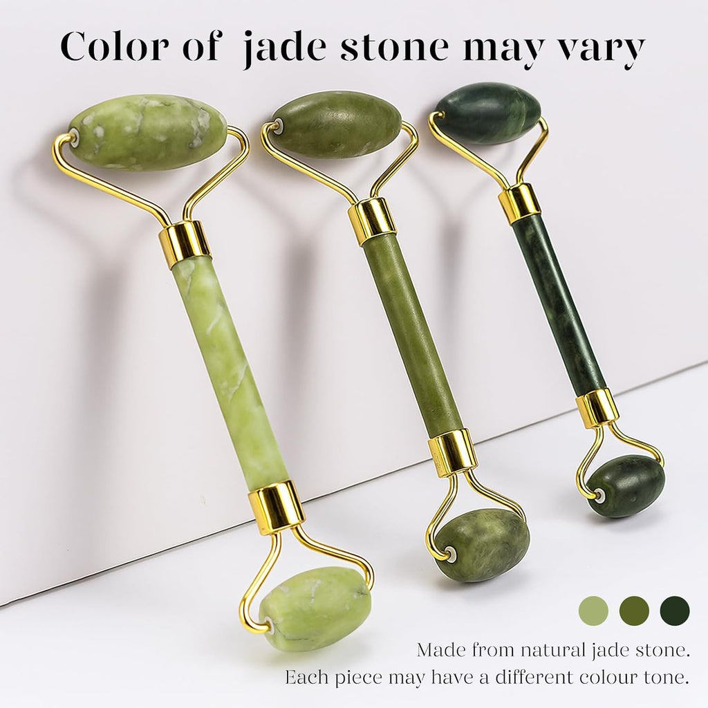 Gua Sha & Jade Roller Set – Cooling Face Roller + Guasha Facial Sculpting Tool for Depuffing, Jawline & Lymphatic Drainage | Skincare Gift for Women