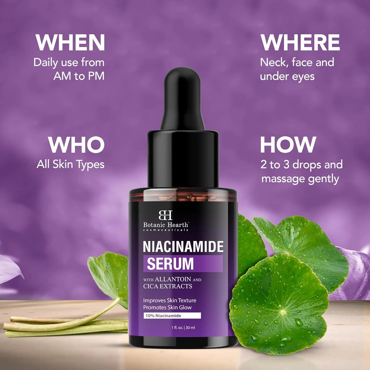 Niacinamide 10% Face Serum – Zinc PCA, Cica & Hyaluronic Acid | Minimizes Pores, Fades Dark Spots & Evens Skin Tone | All Skin Types | 1 fl oz