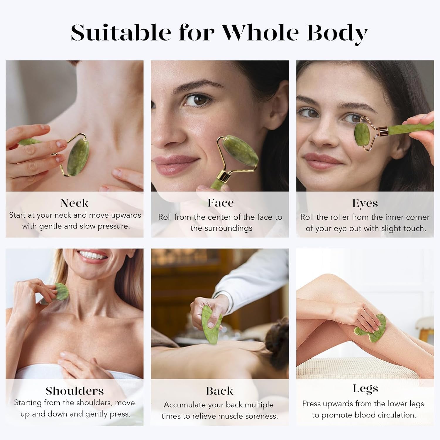 Gua Sha & Jade Roller Set – Cooling Face Roller + Guasha Facial Sculpting Tool for Depuffing, Jawline & Lymphatic Drainage | Skincare Gift for Women
