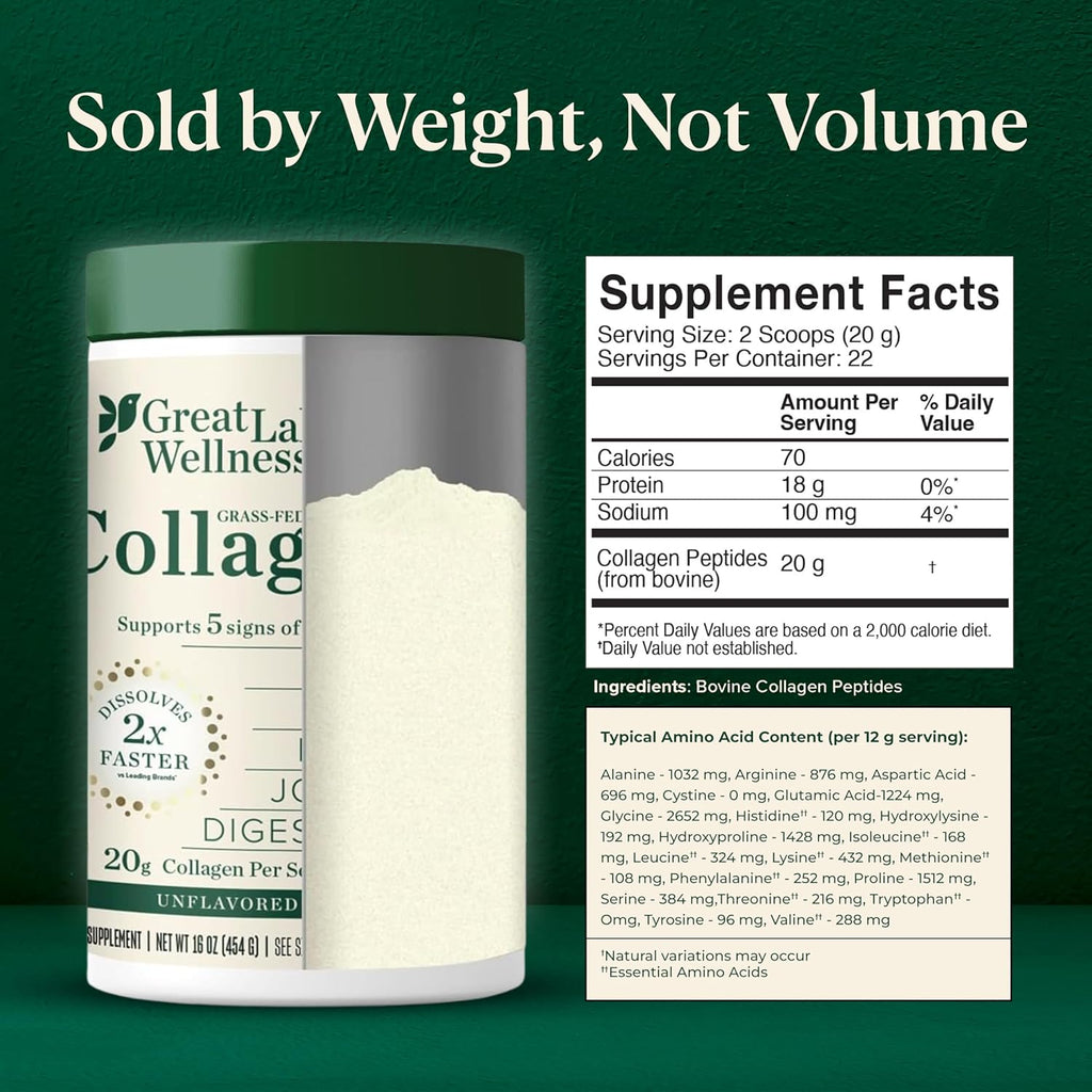 Premium Collagen Peptides Powder – Enhance Skin, Hair, Nails, Joints & Digestion – Hydrolyzed, Quick Dissolve, Non-GMO, Keto & Kosher – 16 Oz (22 Servings)