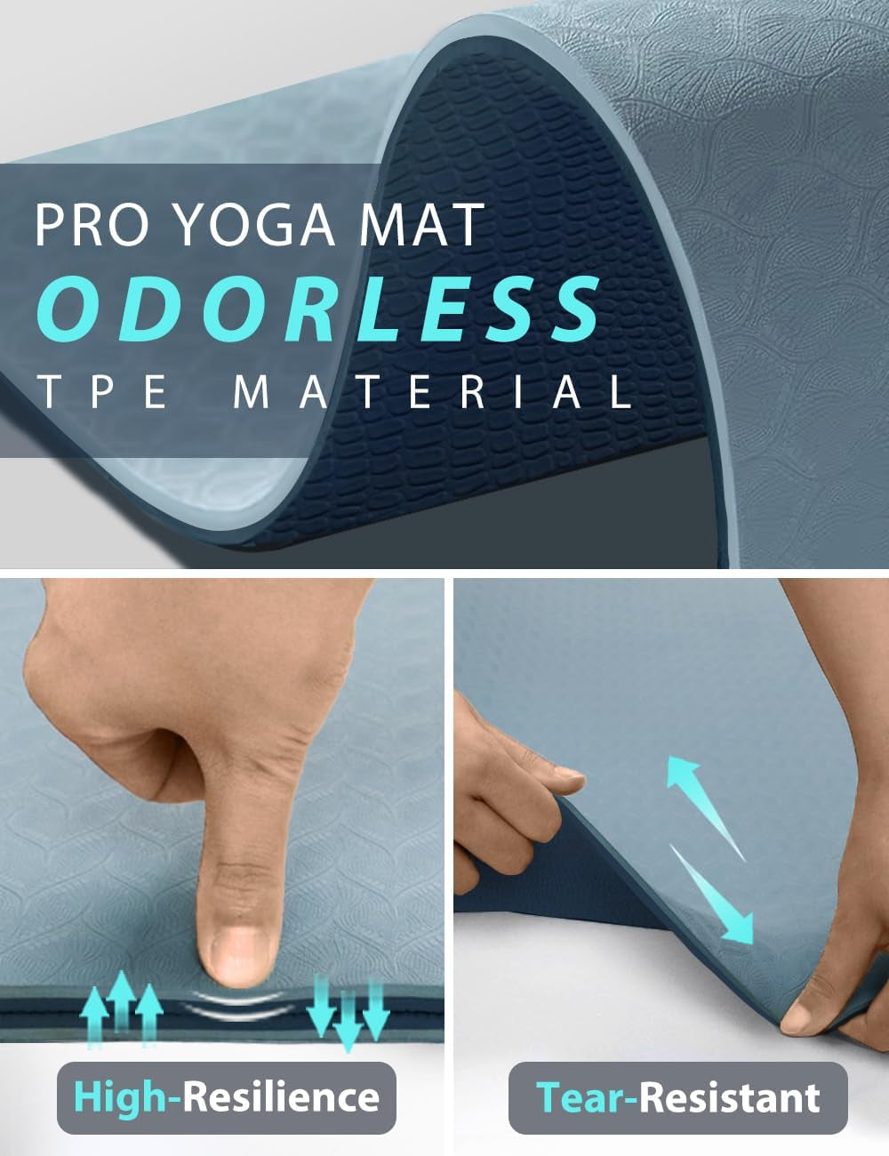 Non-Slip Yoga Mat Double-Sided, 72"×32"×7mm – Extra Thick TPE Mat for Women & Men | Yoga, Pilates & Home Workout | Carry Strap Included
