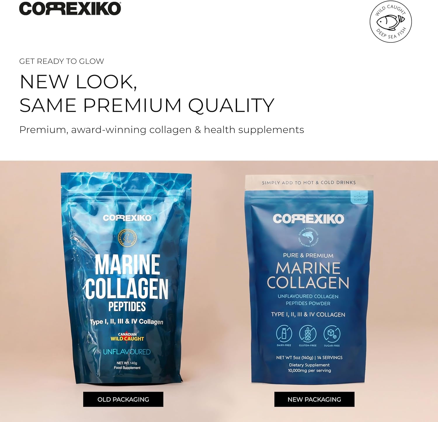 Marine Collagen Powder – Hydrolyzed Peptides for Glowing Skin, Strong Hair, Nails & Joints | Unflavored | Max Absorption | 5oz, 14 Servings
