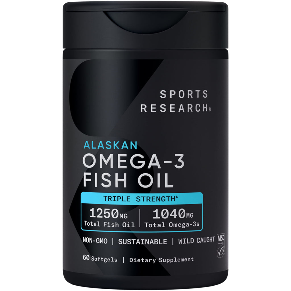 Sports Research Omega-3 Fish Oil – Triple Strength 1250mg | 60 Softgels