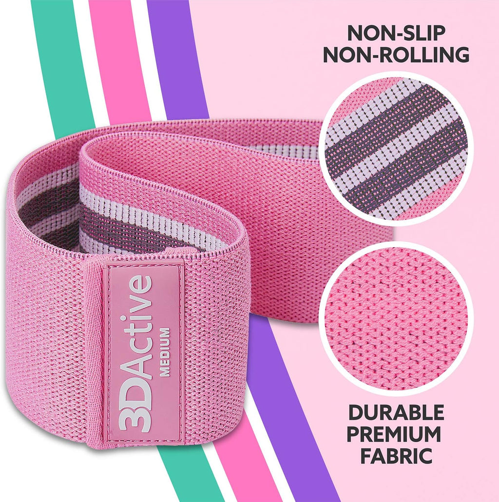 Fabric Resistance Bands for Legs & Butt – Non-Slip Hip Bands for Home & Gym | 3 Resistance Levels | Workout Guide & Carry Bag Included | Amazon's Choice