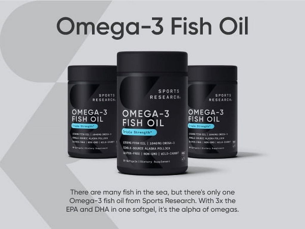 Sports Research Omega-3 Fish Oil – Triple Strength 1250mg | 60 Softgels