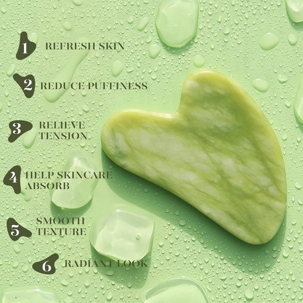 Gua Sha & Jade Roller Set – Cooling Face Roller + Guasha Facial Sculpting Tool for Depuffing, Jawline & Lymphatic Drainage | Skincare Gift for Women