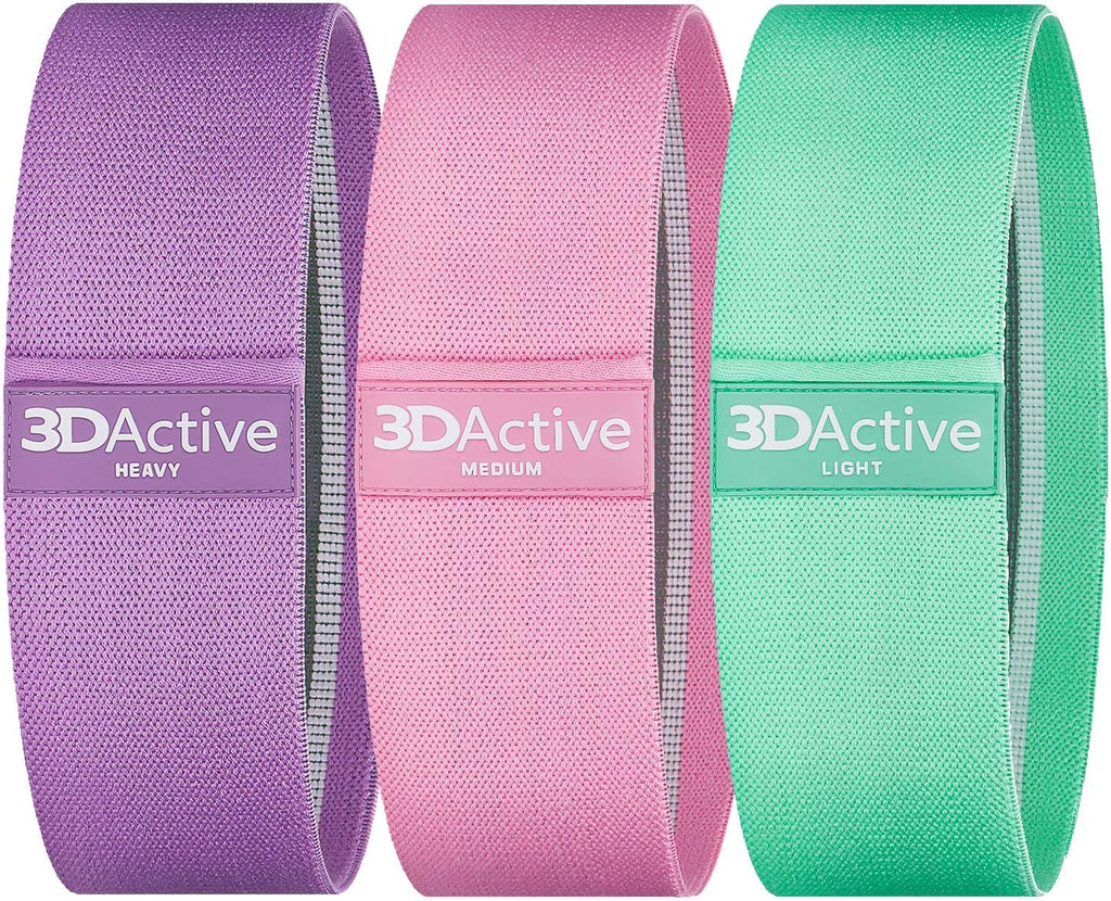 Fabric Resistance Bands for Legs & Butt – Non-Slip Hip Bands for Home & Gym | 3 Resistance Levels | Workout Guide & Carry Bag Included | Amazon's Choice